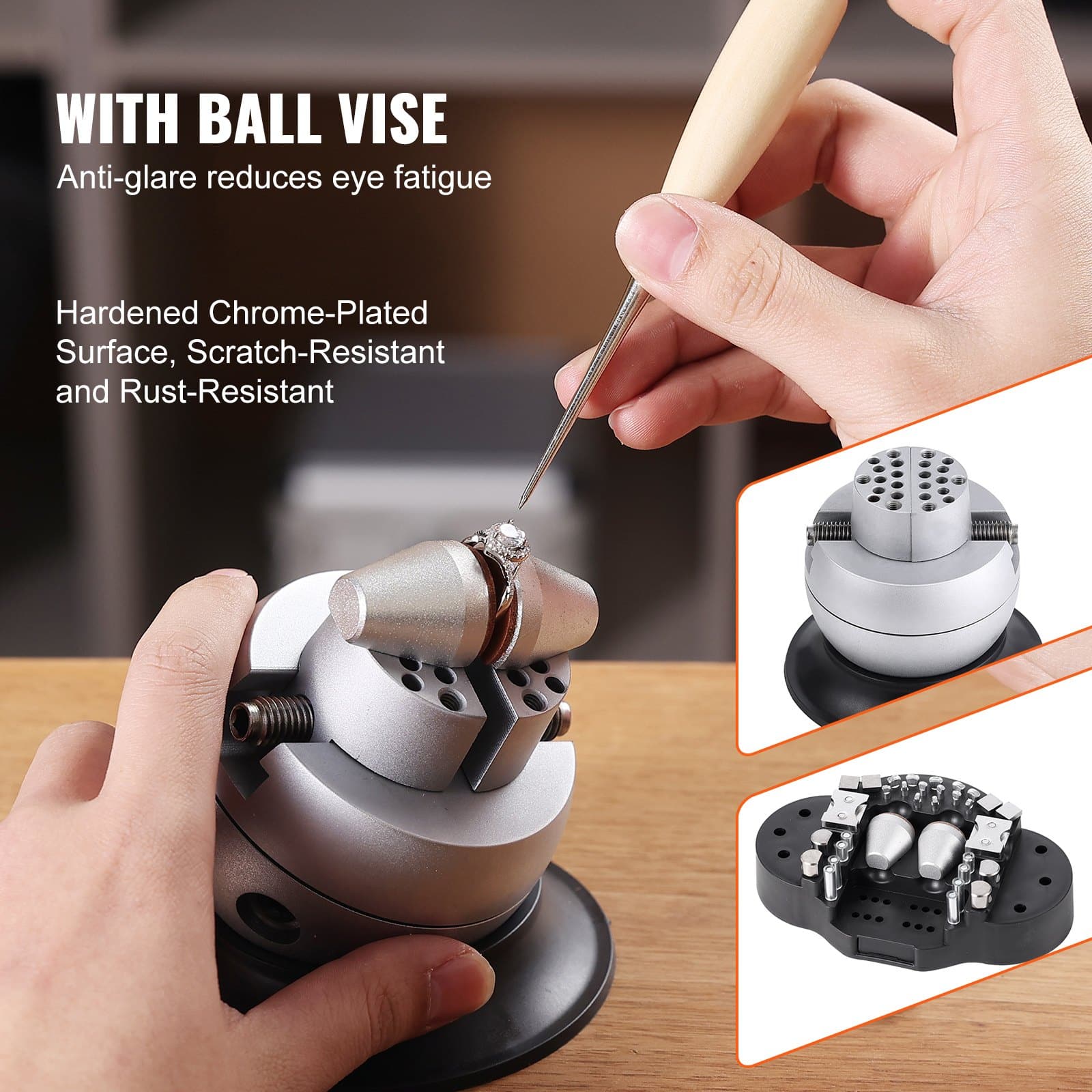 VEVOR 7X-45X Jewelry Microscope with Spring Bracket, LED Ring Light, USB, 360° Ball Vise, Adjustable Stand, for Jewelry Inlay - Зображення 6