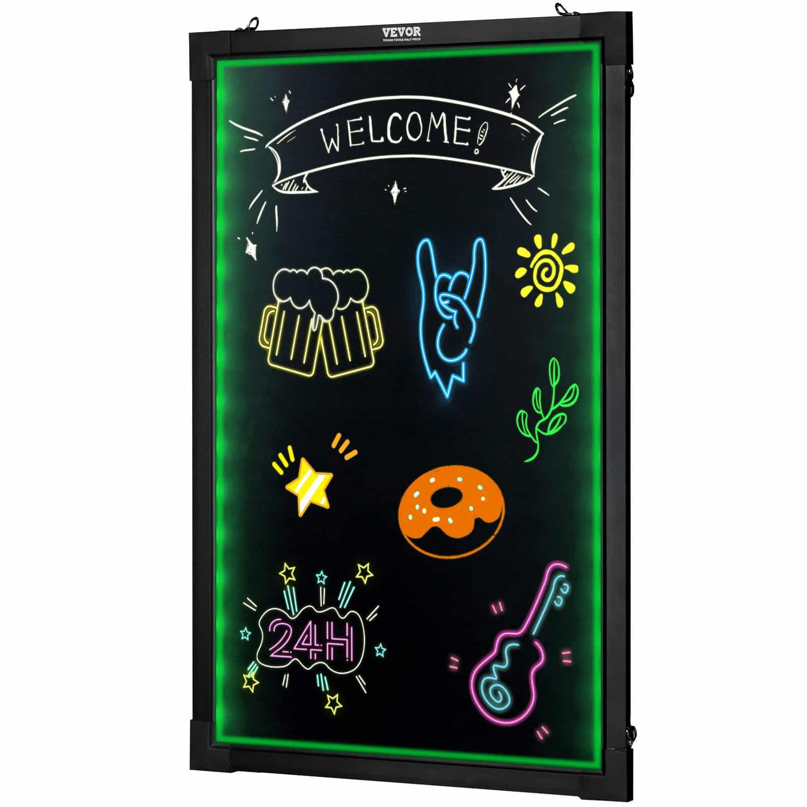 VEVOR 40.6x30.5 cm LED Message Board with 16 Colors, Remote Control, Tempered Glass, Erasable Neon Writing Display – Paveikslėlis 10