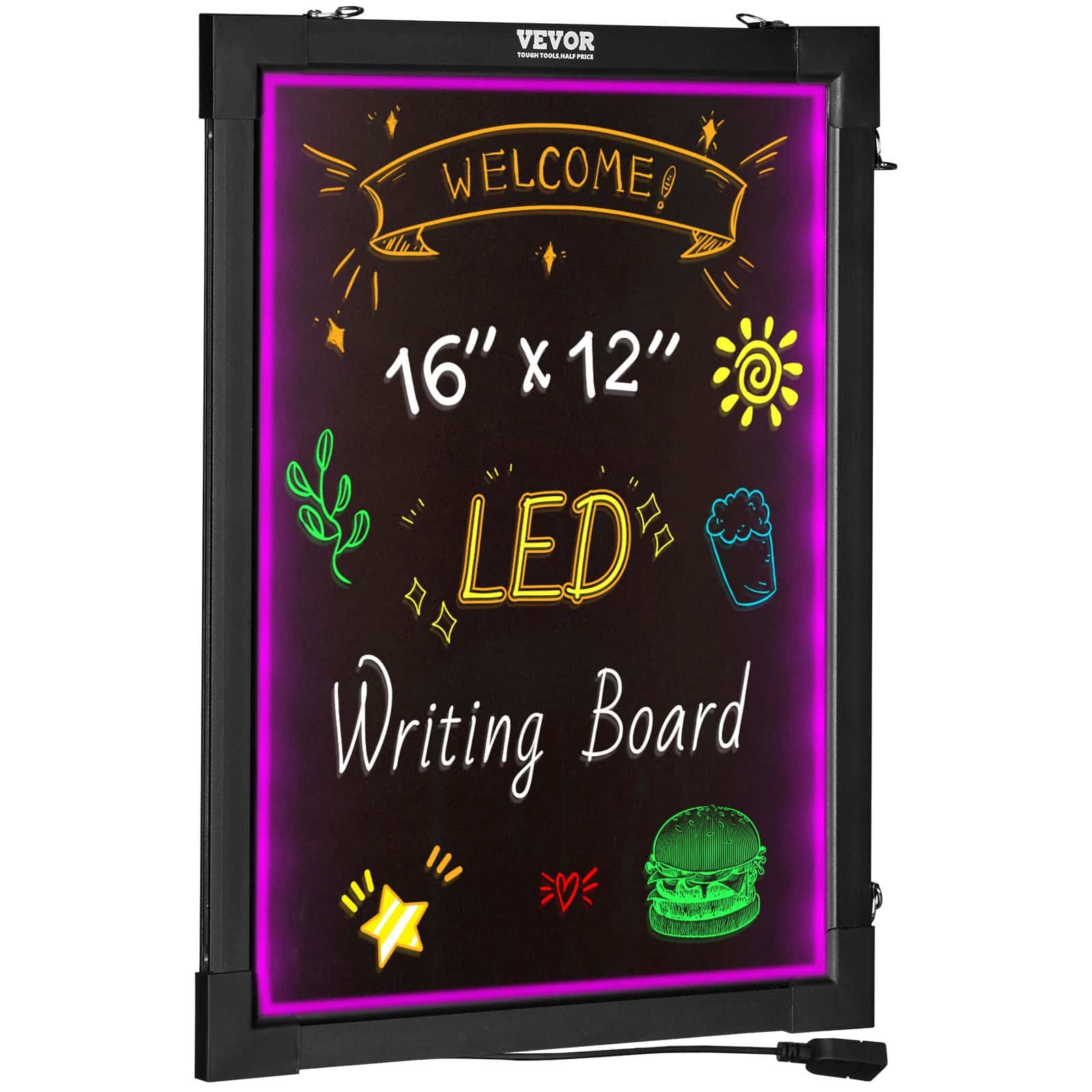 VEVOR 40.6x30.5 cm LED Message Board with 16 Colors, Remote Control, Tempered Glass, Erasable Neon Writing Display – Paveikslėlis 11