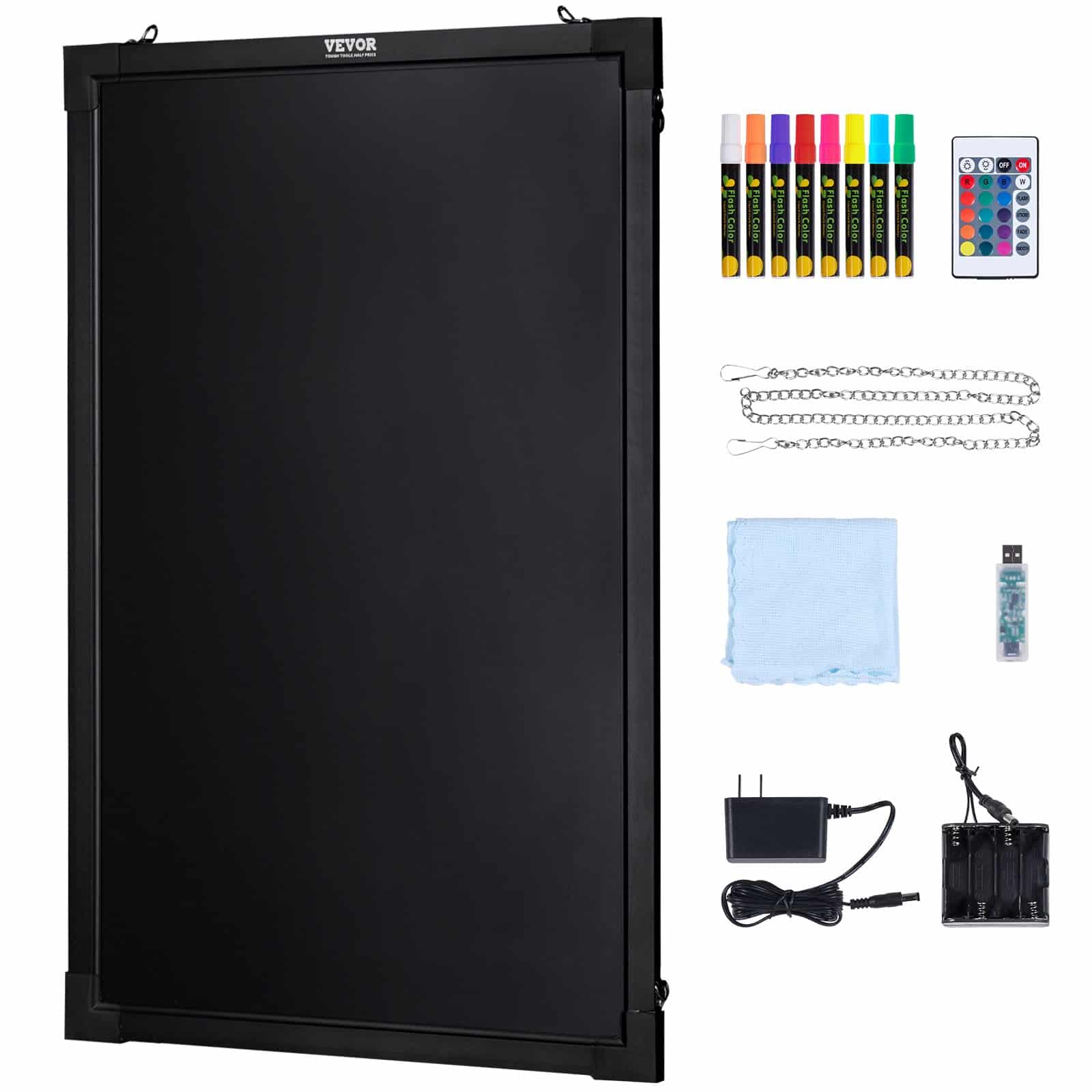 VEVOR 40.6x30.5 cm LED Message Board with 16 Colors, Remote Control, Tempered Glass, Erasable Neon Writing Display – Paveikslėlis 9
