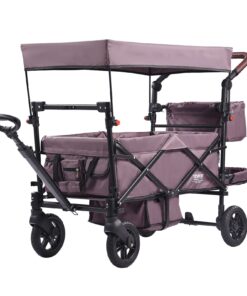 VEVOR складная коляска для 2 детей, съемный козырек, регулируемая ручка, нагрузка 25кг, 4 колеса с тормозами, тёмно-фиолетовая