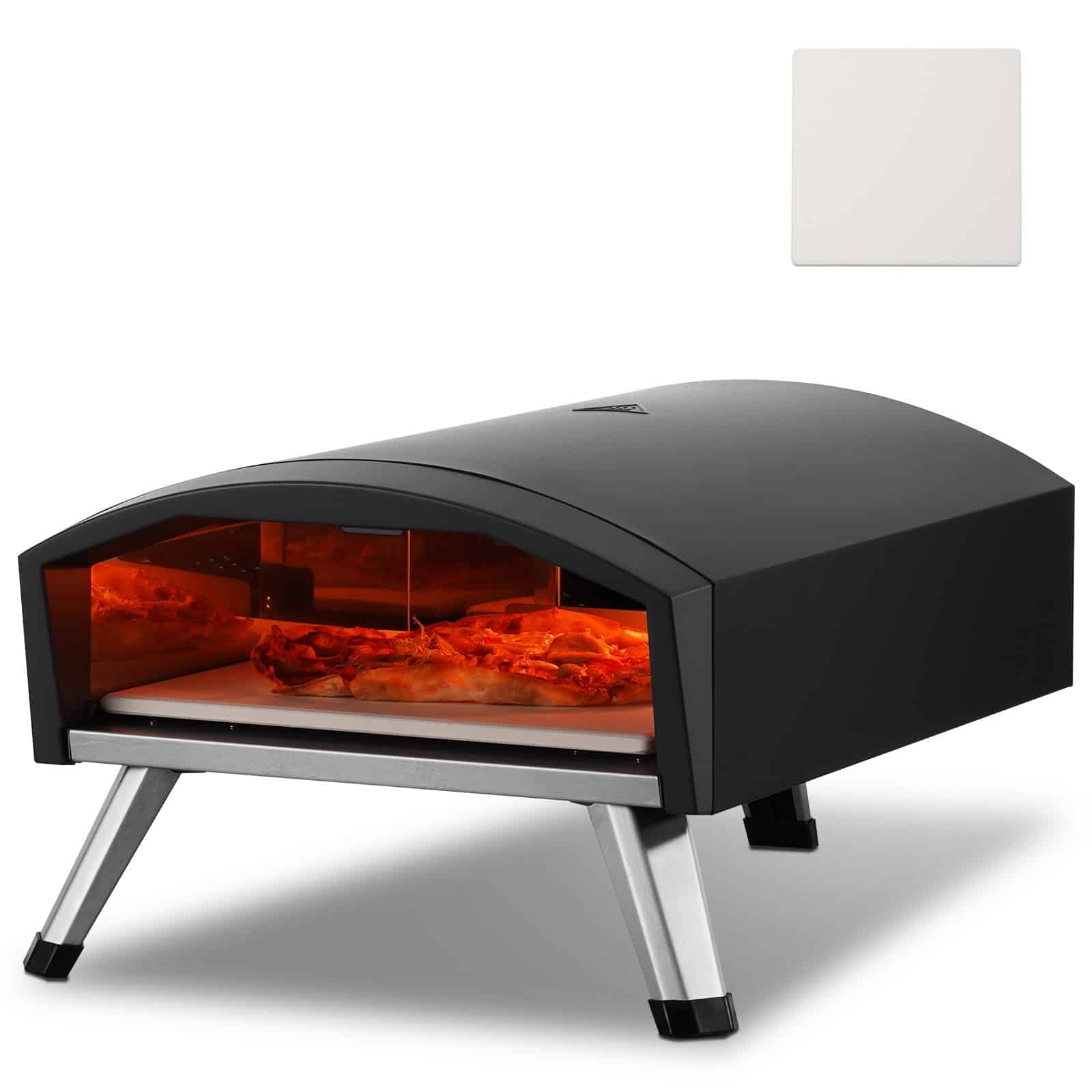 VEVOR 12" Gas Outdoor Pizza Oven with 540℃ Heating, Foldable Legs, Cordierite Stone & Cover for Camping & Backyard Use