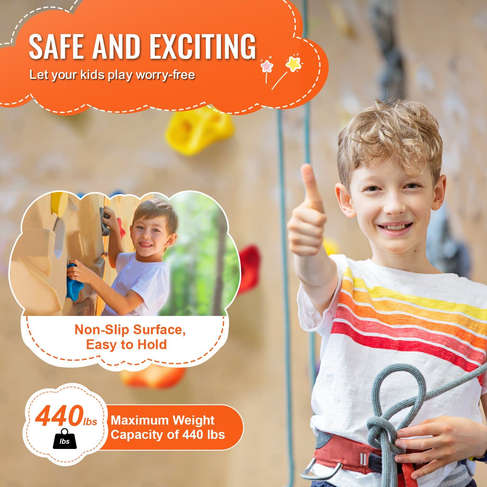 VEVOR 25 Climbing Holds, Multi-Color & Size Rock Wall Grips with Mounting Hardware for Indoor & Outdoor Use, Kids & Adults, Max 200kg — изображение 5