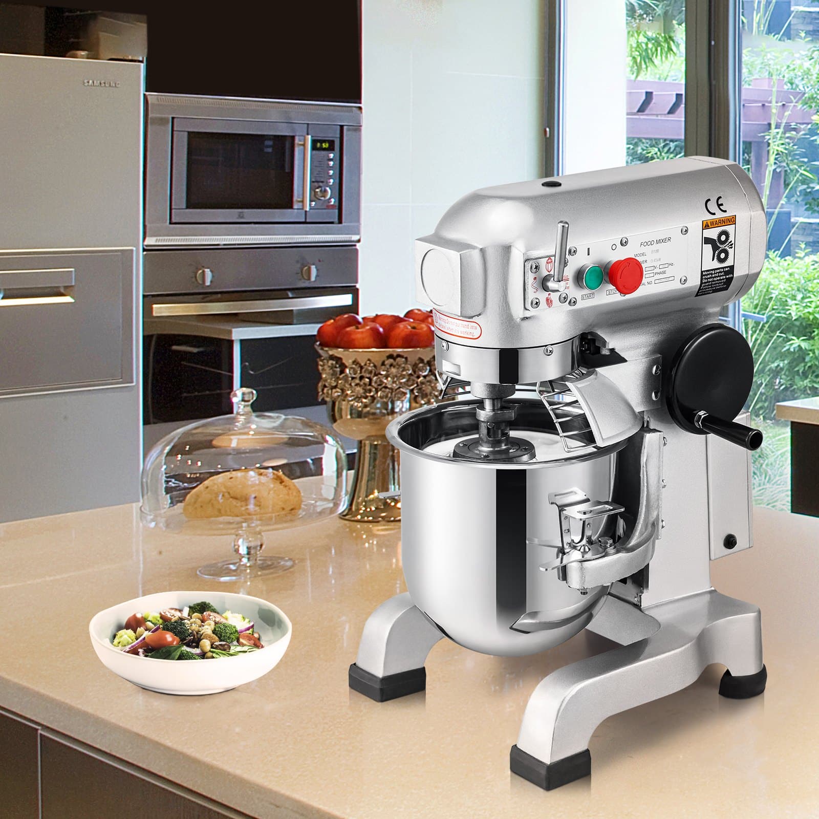 VEVOR 15L Commercial Food Mixer 600W, 3 Speeds (130/233/415 RPM), Stainless Steel Bowl & Attachments for Bakery & Kitchen — изображение 8