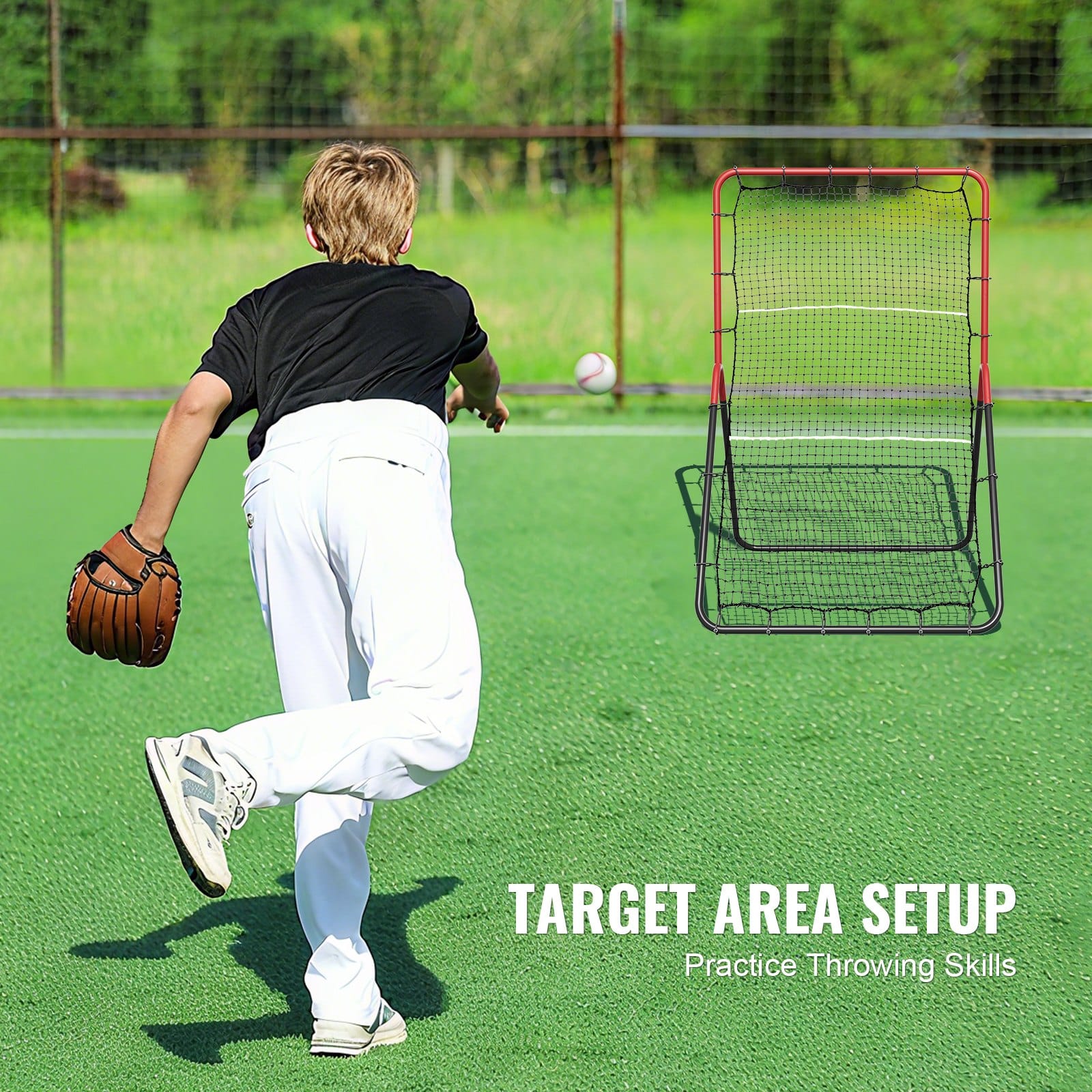 VEVOR 120x165 cm Baseball & Softball Rebound Net with 3-Zone Pitchback, Target Trainer for Throwing & Fielding Practice — attēls 4