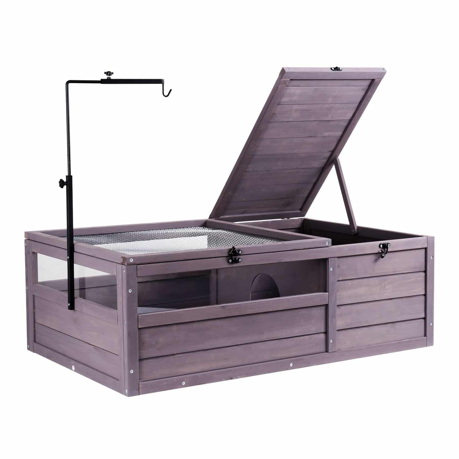 VEVOR Wooden Tortoise Habitat 965x610x330 mm, 2-Room Indoor & Outdoor Reptile Enclosure with Lamp Holder for Small Pets