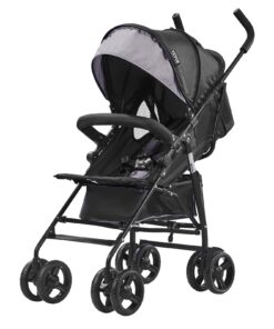 VEVOR Lightweight Travel Baby Stroller, Foldable Carbon Steel Frame, Adjustable Backrest & Canopy, 15kg Capacity, Gray/Black