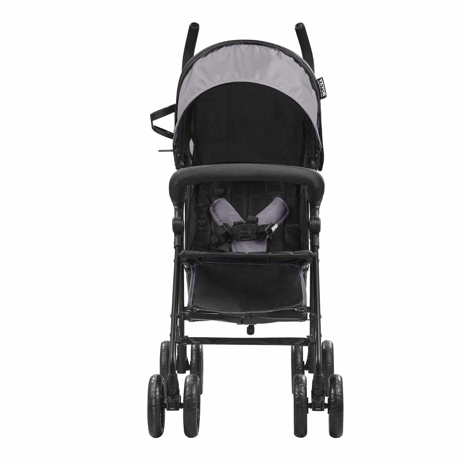 VEVOR Lightweight Travel Baby Stroller, Foldable Carbon Steel Frame, Adjustable Backrest & Canopy, 15kg Capacity, Gray/Black – Paveikslėlis 10