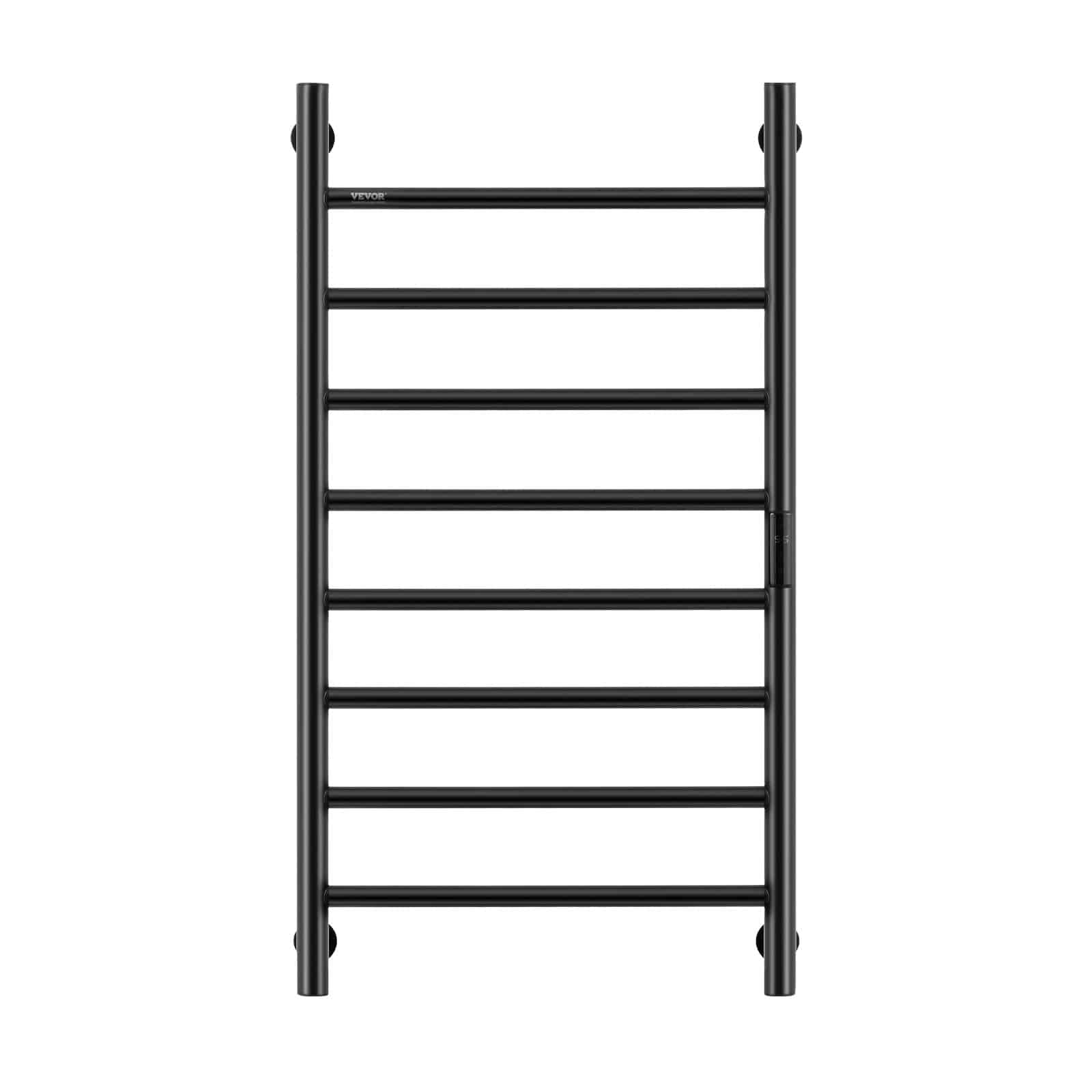 VEVOR Wall-Mounted Heated Towel Rack, 8 Bars, 5-Level Temp Control, Timer & LED, IPX5 Waterproof, 55°C Max, Black – Paveikslėlis 11