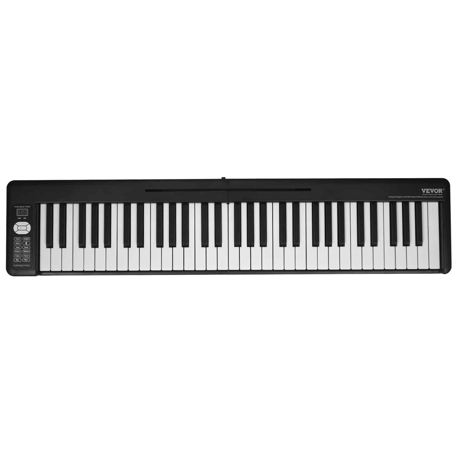VEVOR 61-Key Foldable Digital Piano, Bluetooth MIDI, Lighted Touch Keys, Stereo Sound, Rechargeable, with Bag & Pedal, Black - Зображення 9