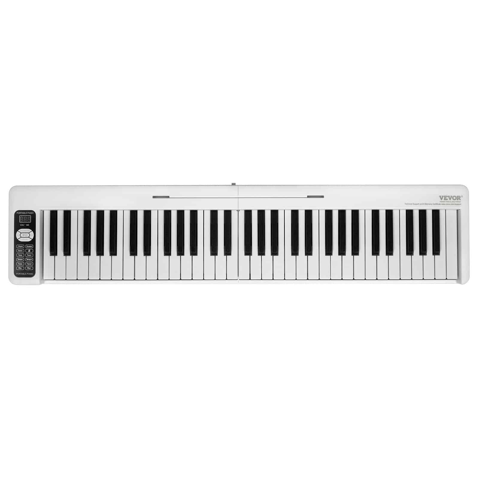 VEVOR 61-Key Foldable Digital Piano, Bluetooth & MIDI, Rechargeable with Lighted Touch Keys, Bag & Pedal – White - Image 9
