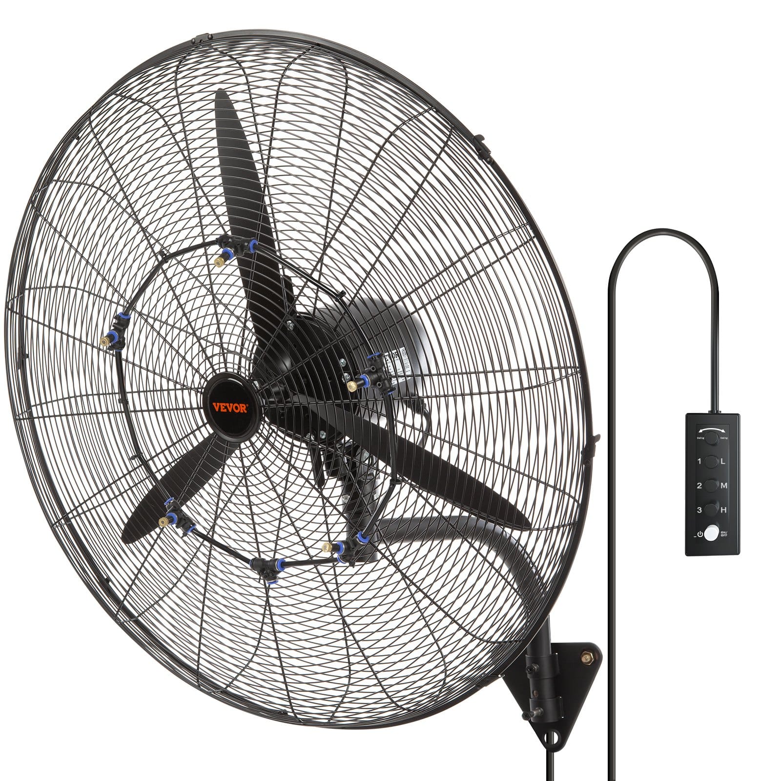 VEVOR 74.9 cm Waterproof Industrial Misting Wall Fan, 3 Speeds, 9500 CFM, Quiet Cooling for Warehouse, Greenhouse, Workshop