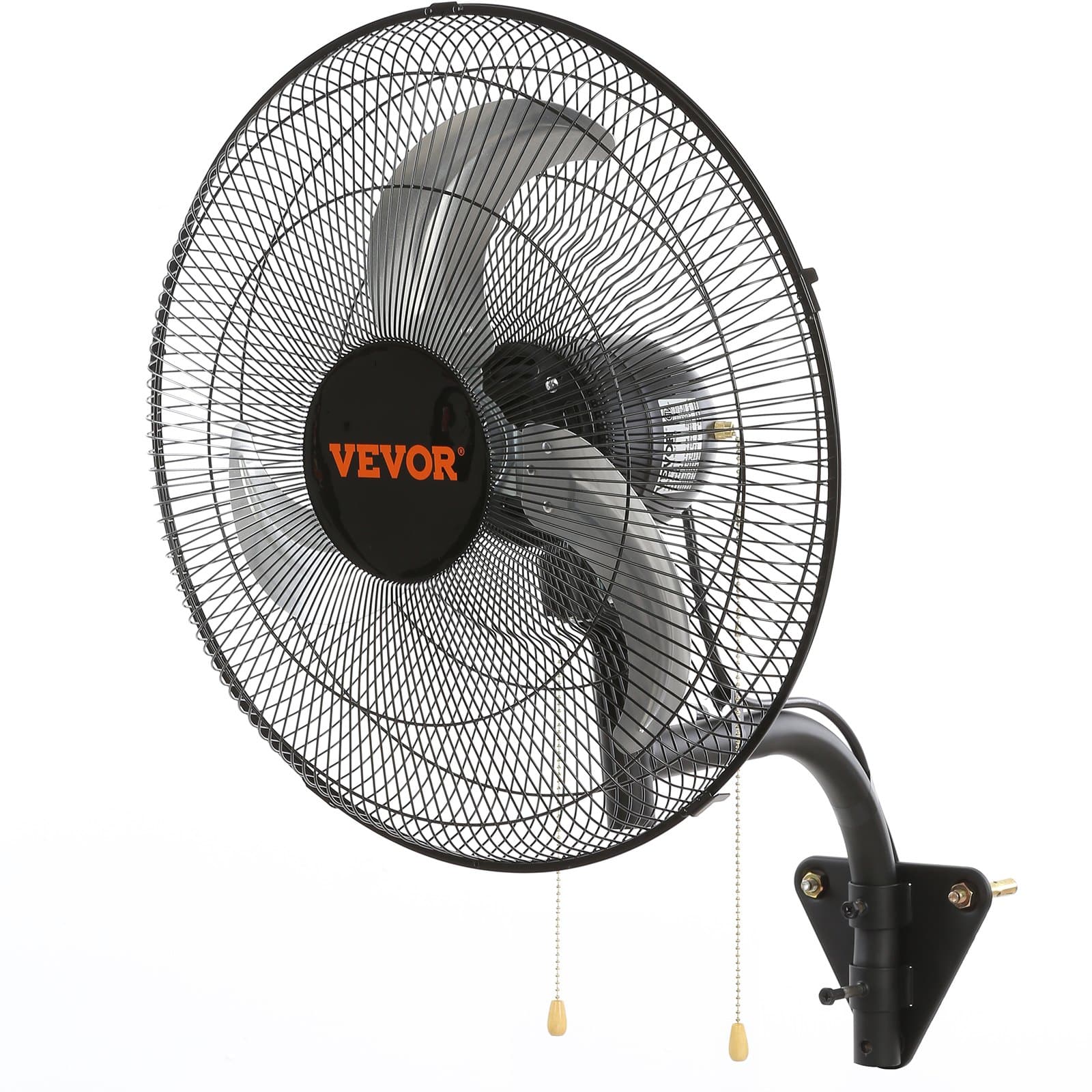 VEVOR 44.5 cm Wall Fan, 4000 CFM, 3-Speed Industrial Fan with Oscillation & Tilt, for Workshops, Patios, Garages, Black