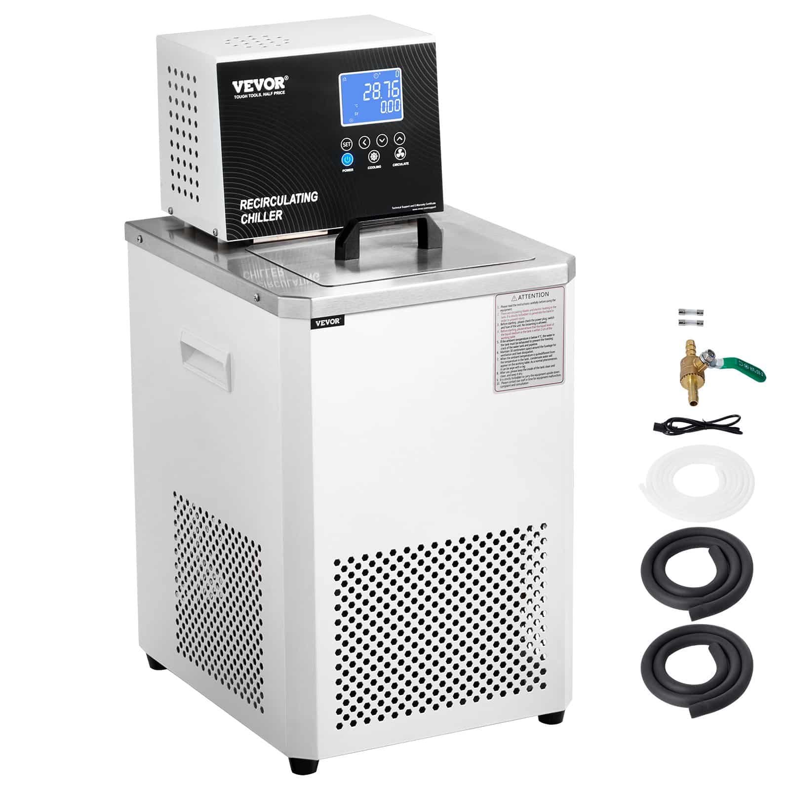 VEVOR 6L лабораторный чиллер с циркуляцией, -20°C до 100°C, ЖК-дисплей, рециркуляционный охладитель из нержавеющей стали 304