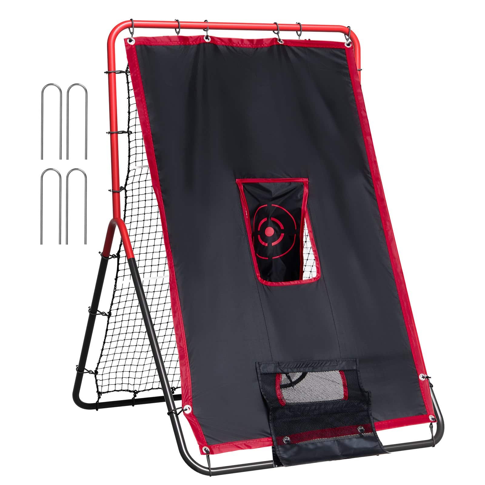 VEVOR 2-in-1 Baseball & Softball Rebounder Net, 90x135 cm Pitchback Trainer for Throwing & Fielding Practice
