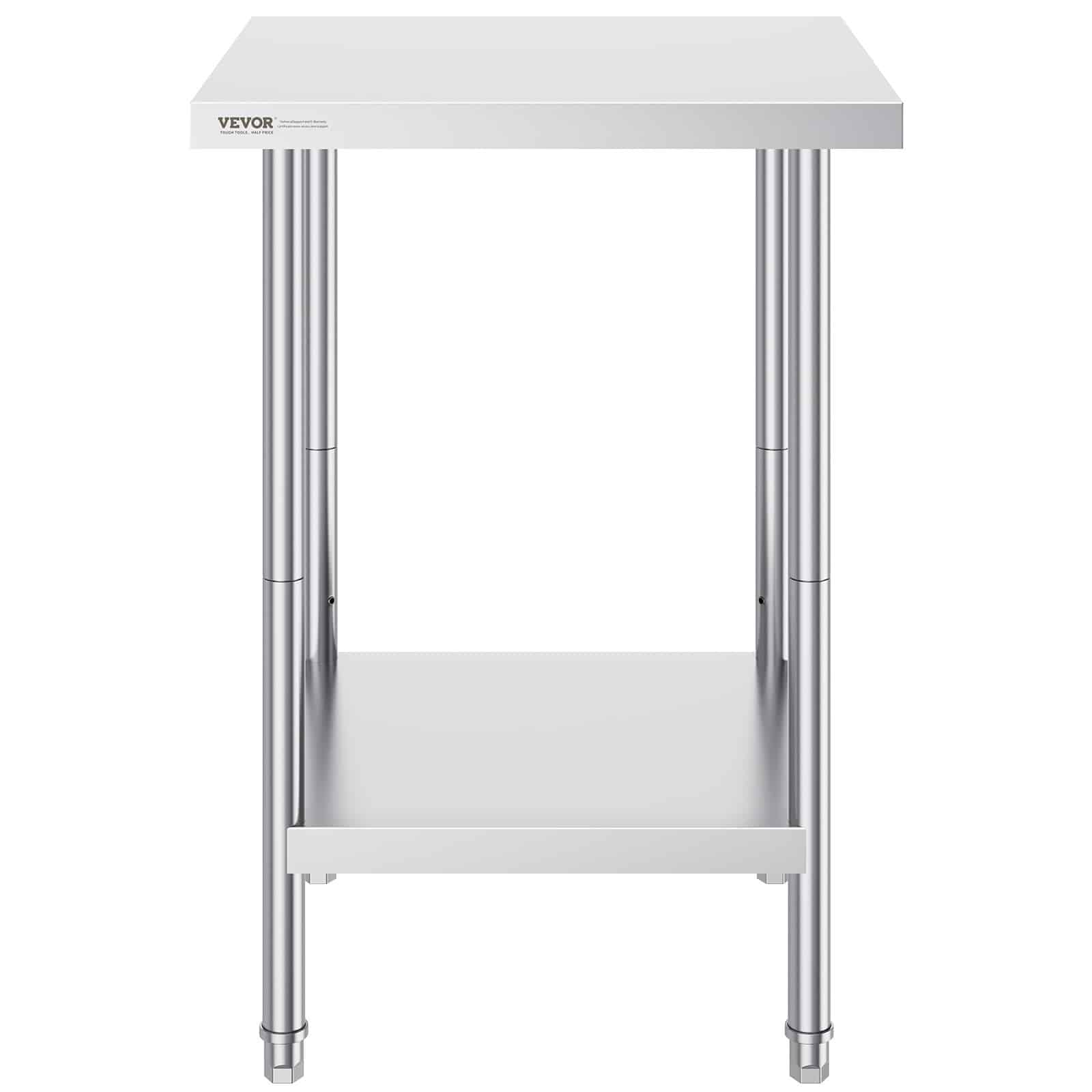 VEVOR Stainless Steel Work Table 61x61x86 cm, Heavy-Duty Commercial Prep Table with 3 Adjustable Shelves for Kitchen & Garage - Pilt 10
