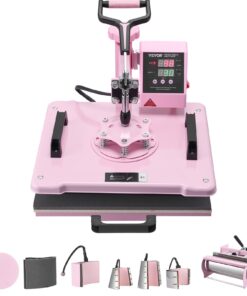 VEVOR 8-в-1 термопресс 30.5x38.1 см с прессом для кружек 850.5 г для футболок, кружек, кепок, розовый