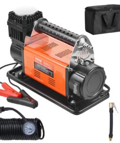 VEVOR 12V Portable Tire Inflator, 150 PSI Air Compressor 200 L/min with Gauge, Hose, Adapters & Bag for Car SUV Truck RV