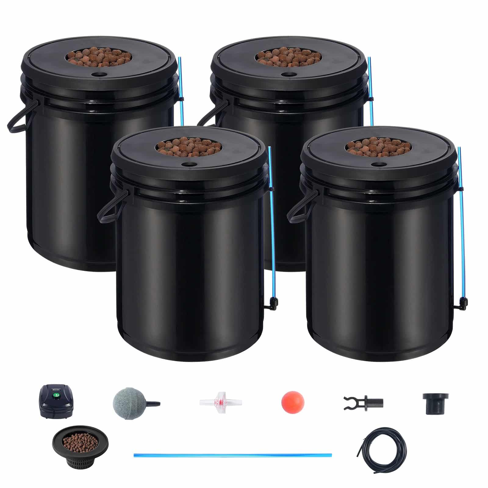 VEVOR DWC Hydroponic Grow System – 4 x 18.9L Buckets with Air Pump, Air Stones, Water Level Device for Leafy Vegetables — изображение 9