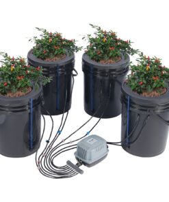 Система гидропонного выращивания VEVOR DWC с 4 ведрами по 18,9 л, верхним капельным набором, воздушным насосом и камнями, идеально подходит для листовой зелени