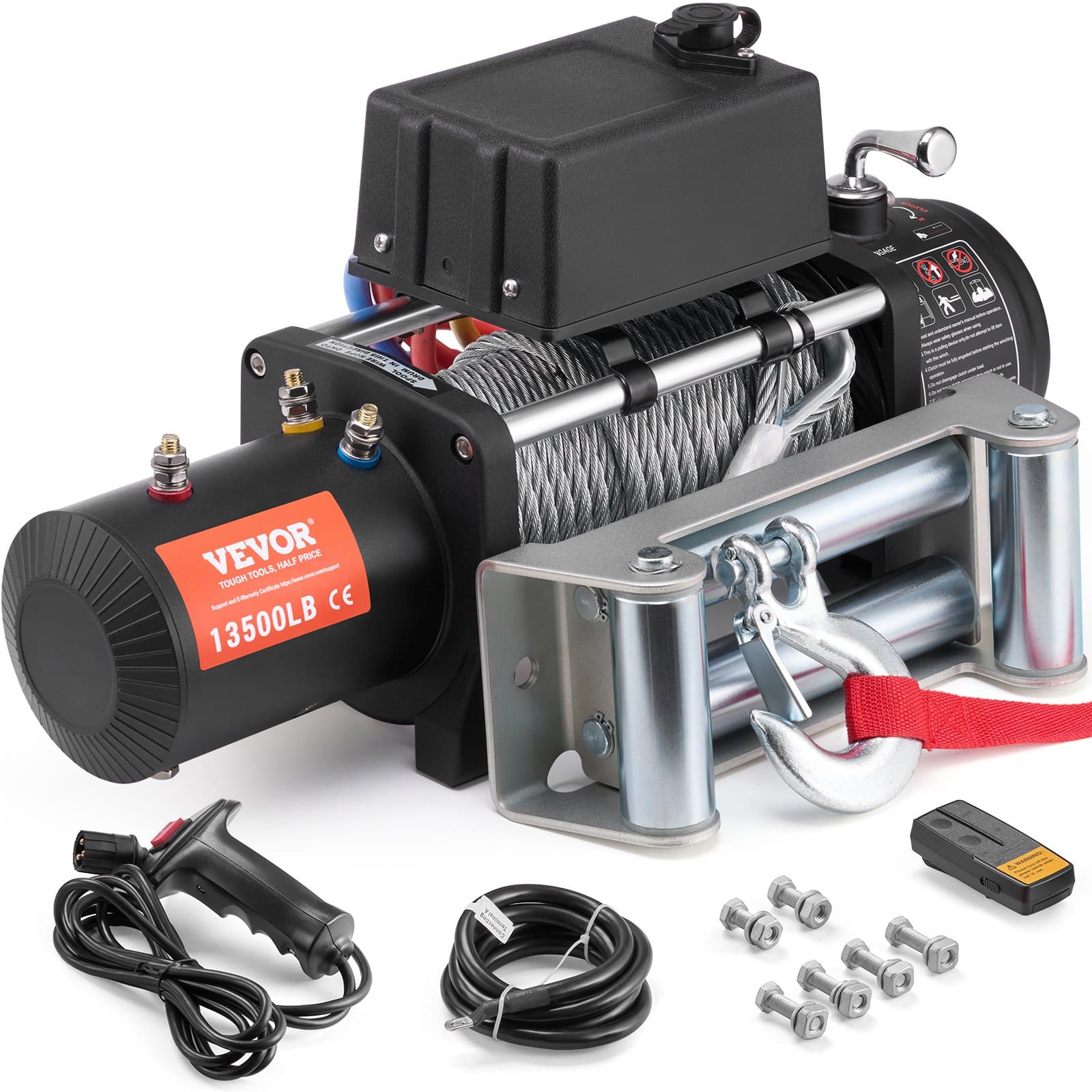 VEVOR 13500 kg Electric Winch for Trucks with Steel Cable, IP65 Waterproof, Wireless & Wired Remote Control