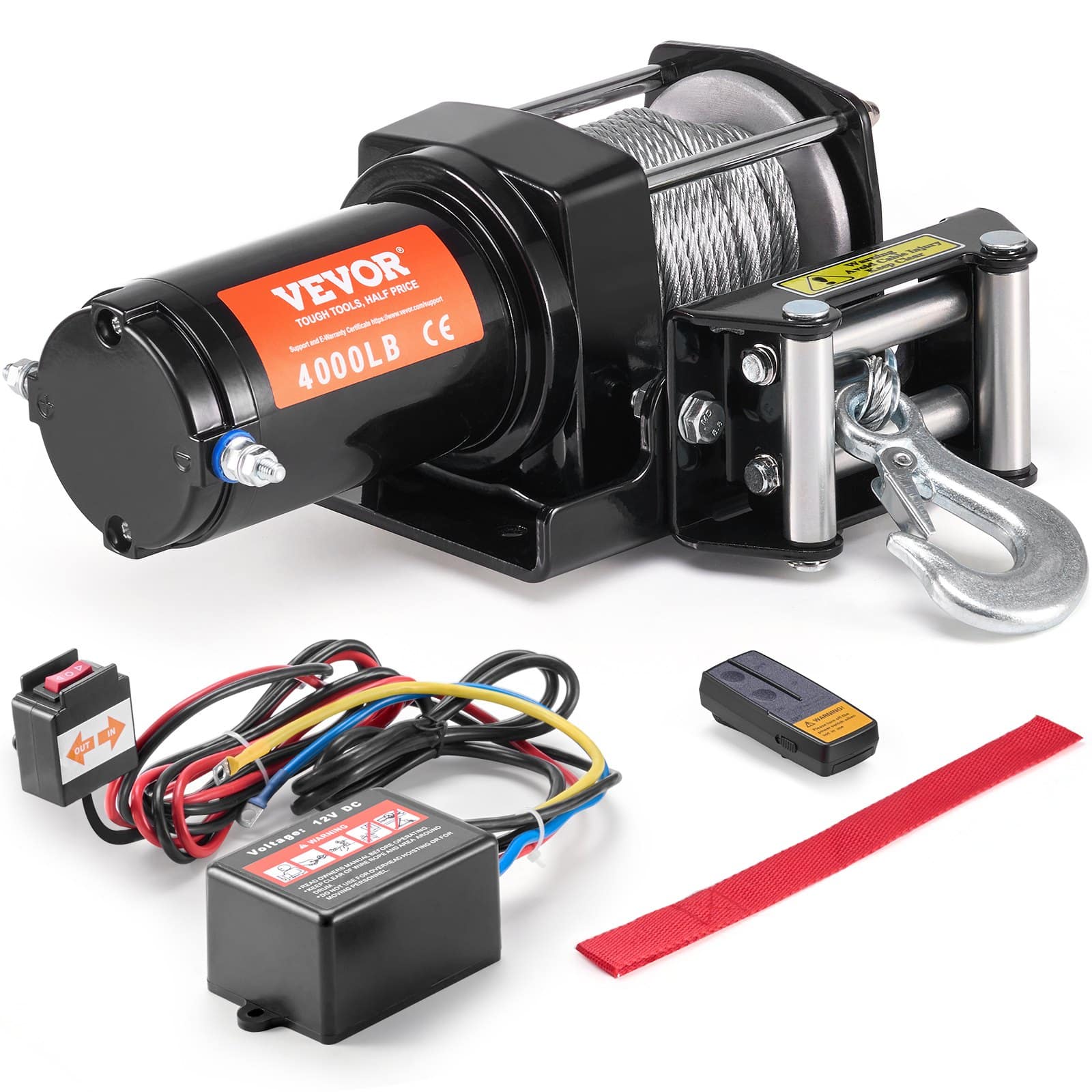 VEVOR 1814 kg Electric Winch for ATV/UTV with Steel Cable, IP55 Waterproof, Wireless & Wired Remote Control