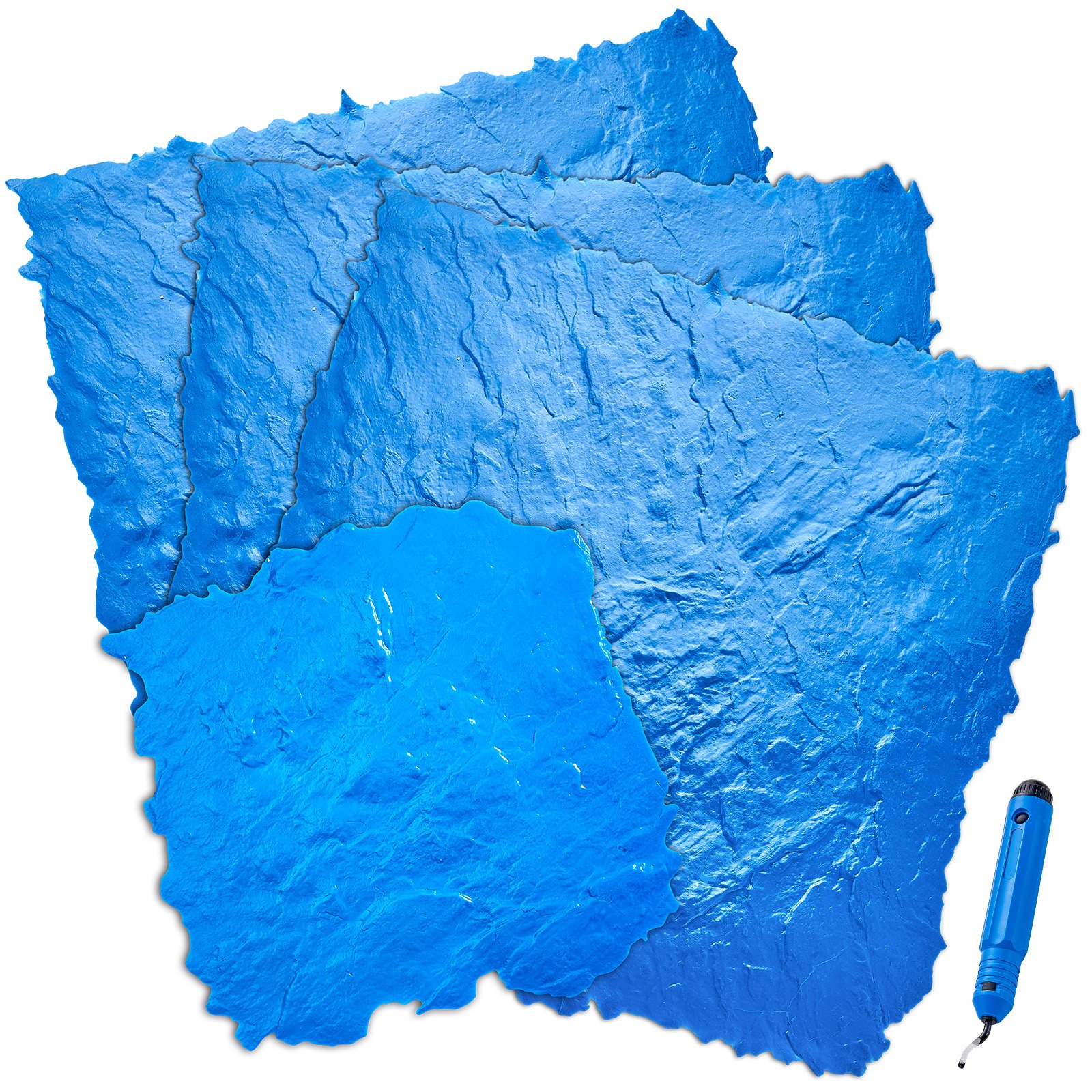 VEVOR 4-Piece Polyurethane Concrete Stamp Mats, 500x500 mm & 457x457 mm, Slate Texture for Outdoor Decorative Surfaces