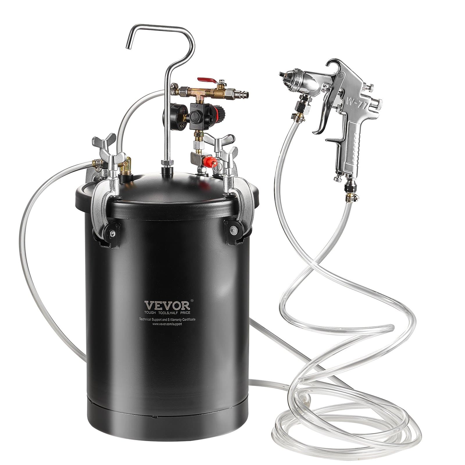 VEVOR 15L Spray Paint Pressure Pot with Spray Gun, Hoses & Gauge, 60 psi Adjustable Steel Tank for Home & Industrial Use