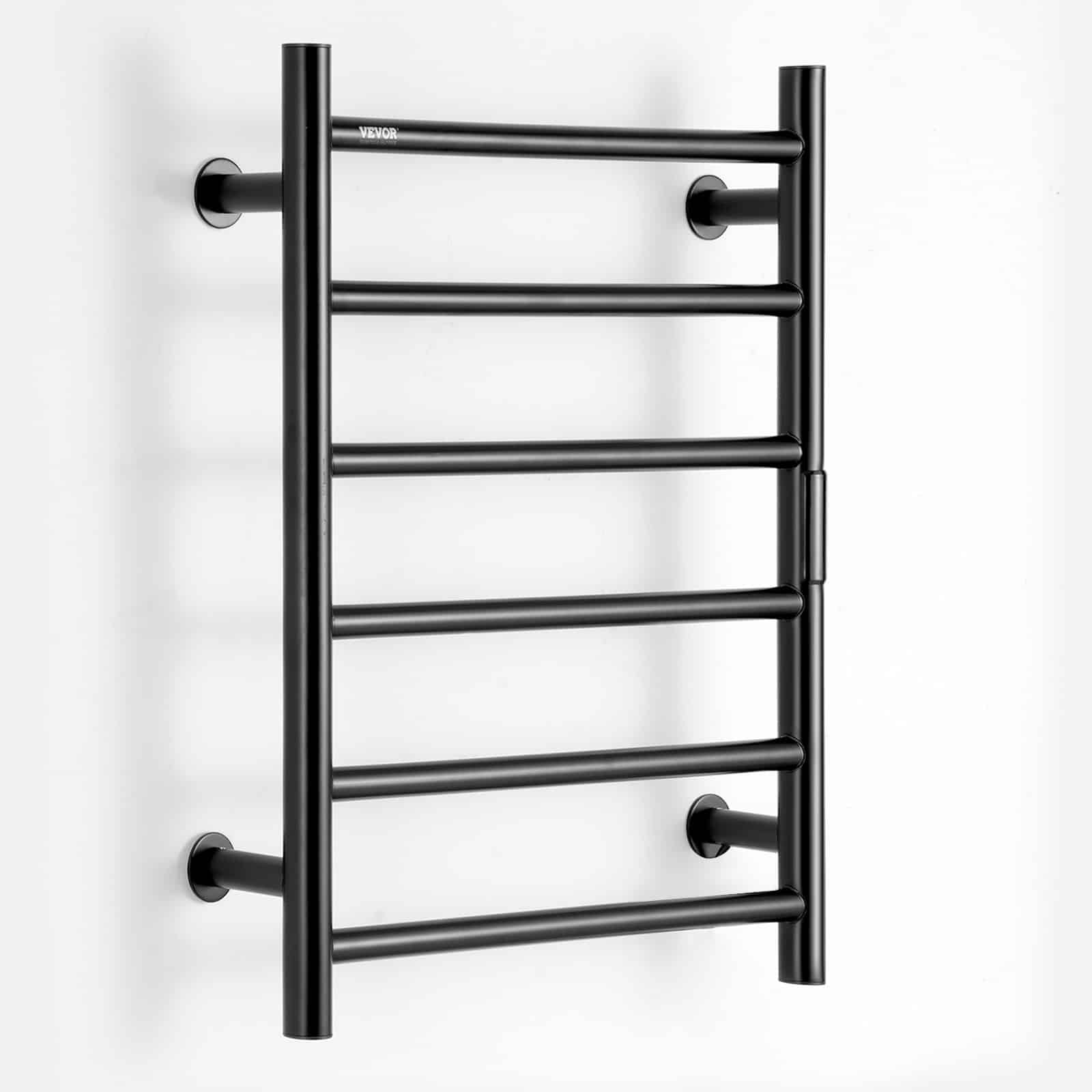 VEVOR Wall Mounted Heated Towel Rack, 6 Bars, Adjustable Temp, Timer & LED, IPX5 Waterproof, 55°C Rapid Heat, Black – Paveikslėlis 12
