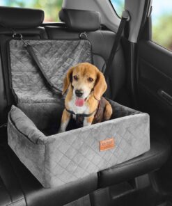 VEVOR Dog Car Booster Seat з безпечним повідком, кишенею для зберігання та м’якою начинкою для маленьких і середніх собак вагою до 18 кг, сірий