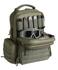 Рюкзак VEVOR Tactical Range для 6 пистолетов с 6 сумками для пистолетов и 10 слотами для магазинов, водонепроницаемая охотничья стрелковая сумка, зеленая