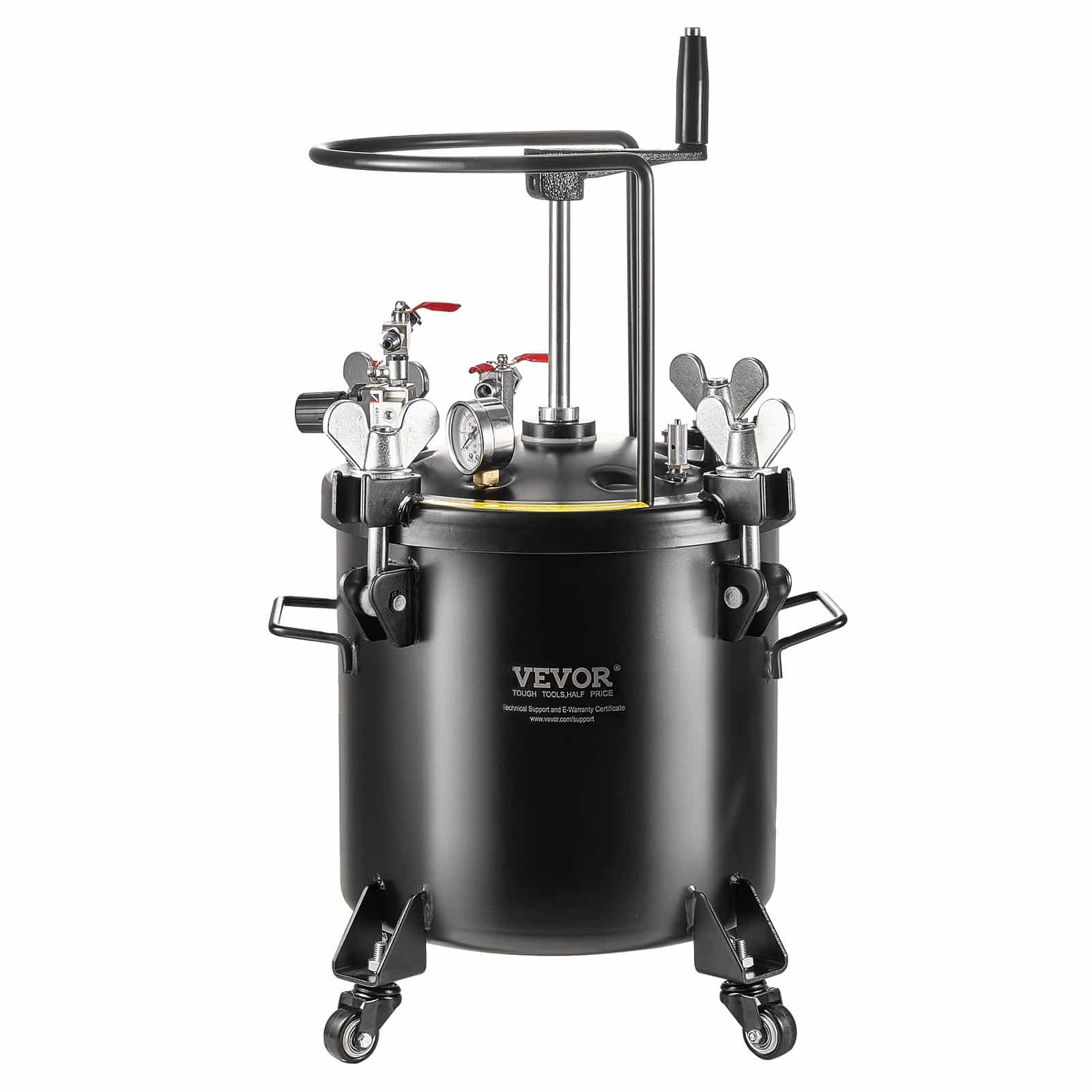 VEVOR 20L Steel Spray Paint Pressure Pot Tank, Adjustable ≤4.8 bar, with Sealant & Casters for Home & Industrial Use