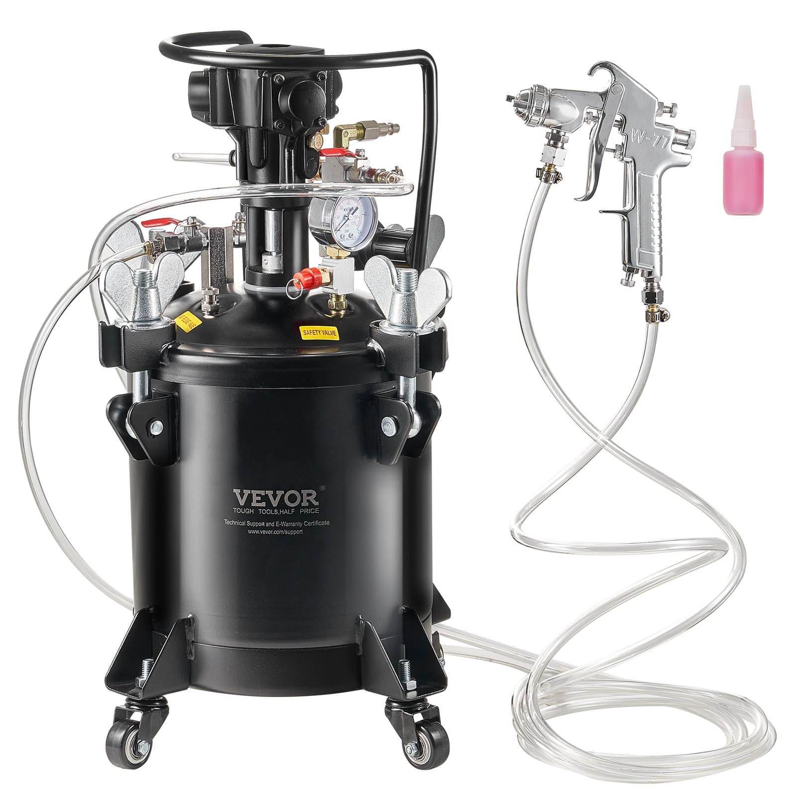 VEVOR 10L Automatic Paint Pressure Pot with Spray Gun & Hoses, 70 psi Adjustable, for Home Decor & Industrial Painting