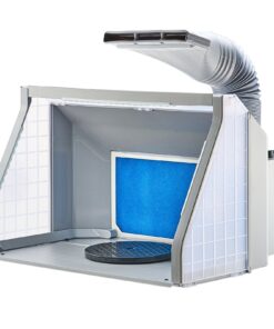 Портативная двухвентиляторная аэрография VEVOR со светодиодными фонарями, выхлопным шлангом и поворотным столом для моделей, поделок и тортов, 543x330x325 мм