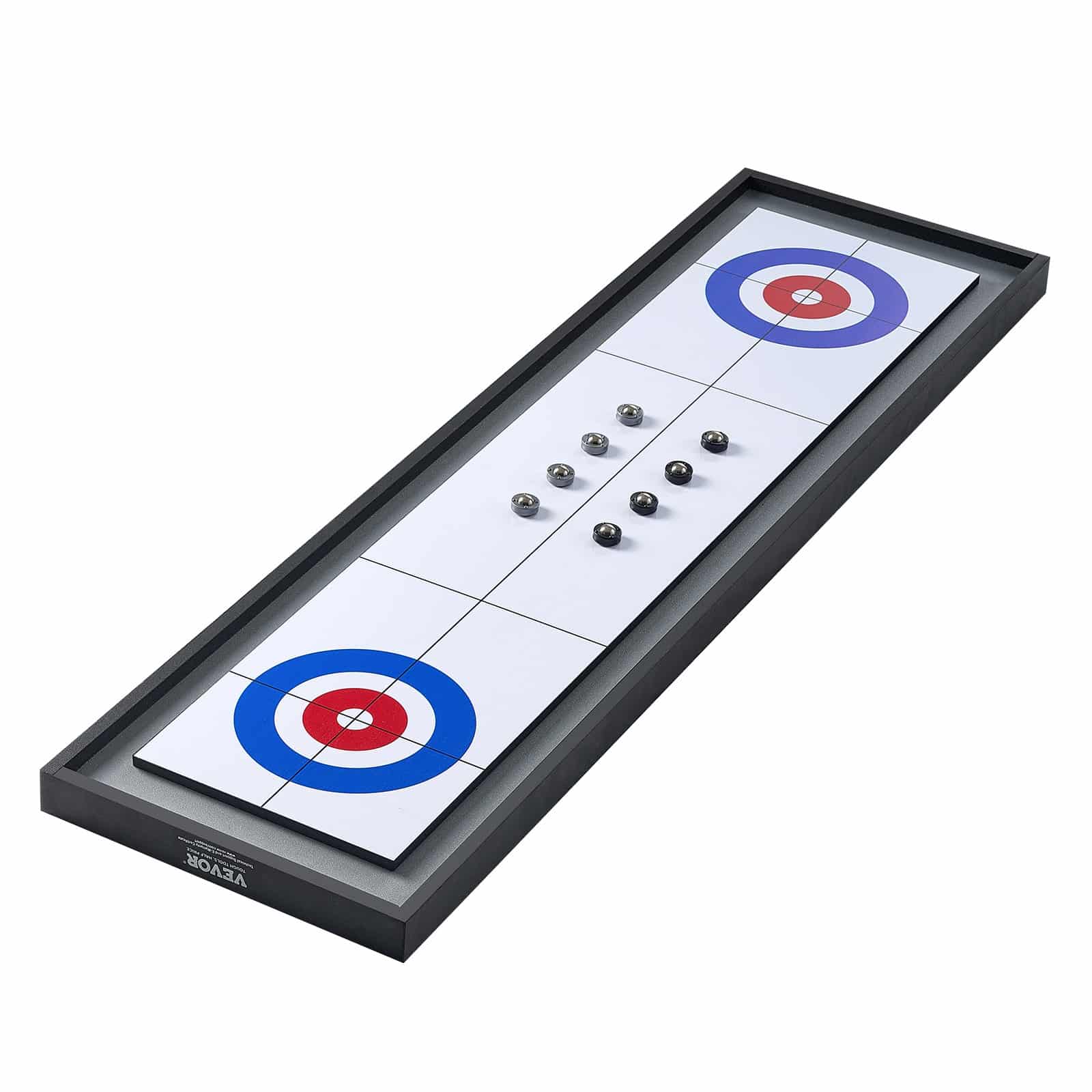 VEVOR 2-in-1 Shuffleboard & Curling Tabletop Game Set, 114x31.5 cm, Portable Double-Sided Board with 8 Pucks for Family Fun