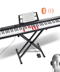 Цифровое фортепиано VEVOR с 88 клавишами и полувзвешенными полноразмерными клавишами, Bluetooth MIDI, подставкой, педалью, наушниками и динамиками для начинающих