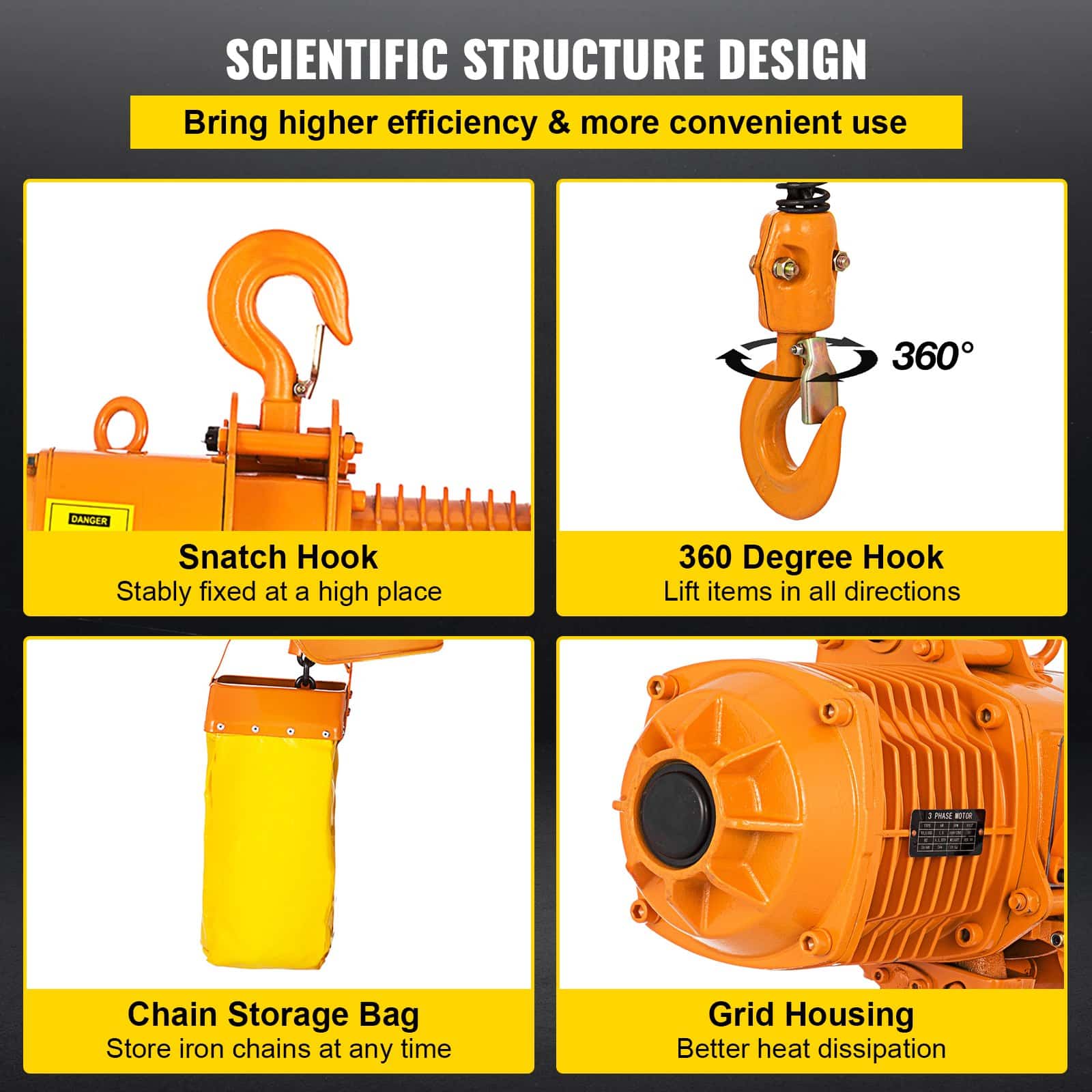 thumbnail image 2 of VEVOR Electric Chain Hoist 2200 Lbs - 120V Overhead Crane With 10ft Remote Control 2 of 4