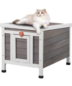 VEVOR уличный влагостойкий деревянный домик для кошек с ПВХ шторками и открывающейся крышей, для 1–2 кошек или мелких животных, 53x43x43 см