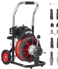 Электрическая прочистная машина VEVOR с кабелем 30,5м x 9,52мм, авто-подачей, 8 насадками, портативная