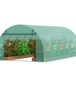 VEVOR Walk-In Tunnel Greenhouse 5,9x3x2 м с оцинкованной рамой, крышкой из полиэтилена, дверью на молнии и 12 окнами для уличного садоводства