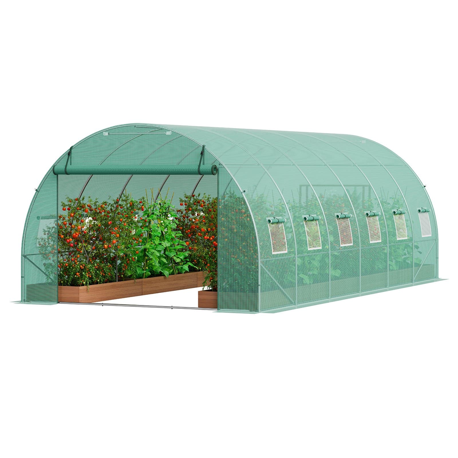 VEVOR Walk-In Tunnel Greenhouse 5,9x3x2 м с оцинкованной рамой, крышкой из полиэтилена, дверью на молнии и 12 окнами для уличного садоводства