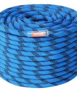 VEVOR 12,7 мм статичная альпинистская веревка 60,9 м, разрушающая нагрузка 30 кН, веревка для наружных спасательных работ и спуска с низким растяжением, синяя