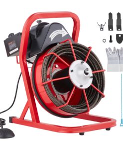 Машина для прочистки труб VEVOR с кабелем 22,86 м x 9,5 мм, ручная подача, 4 насадки, для труб 50–100 мм