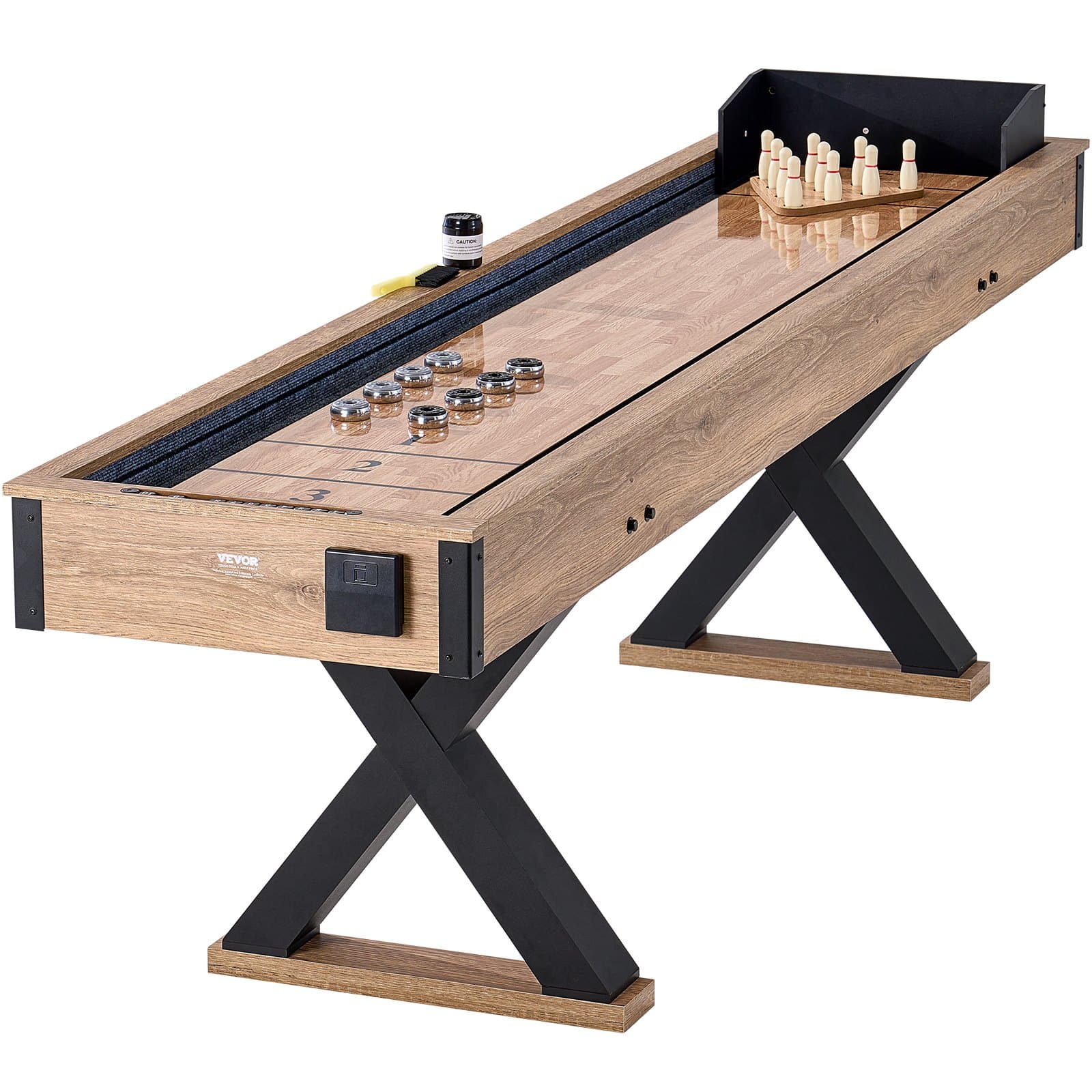 VEVOR 274 cm 2-in-1 Shuffleboard Table & Bowling Game Set – 9 ft