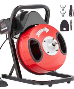 Машина для прочистки труб VEVOR 15,2м x 13мм с 4 насадками, ножным выключателем, ручной подачей для труб 50–100мм