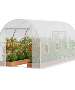 VEVOR Проходная Туннельная Теплица 4.45x1.94x1.92 м с Оцинкованным Стальным Каркасом, PE Покрытием, 8 Окон, Белая