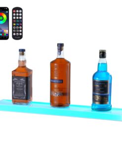 VEVOR LED Lighted Liquor Bottle Display Shelf, 1-Tier 61cm Wall-Mounted Acrylic Bar Rack with Remote & App Control
