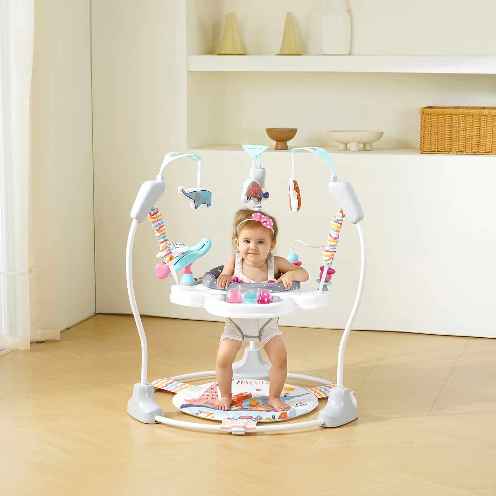 VEVOR 360° Baby Bouncer & Activity Center with Music, Lights, Toys, Adjustable Height – For Babies 6 Months+, Foldable Frame – Paveikslėlis 8