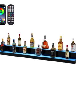 VEVOR 152cm LED Lighted Liquor Bottle Display, 2-Tier Acrylic Bar Shelf with RF Remote & App Control, Multicolor Lighting