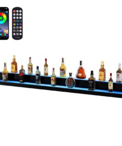 VEVOR 183cm 2-Tier LED Liquor Bottle Display Shelf with Remote & App Control, Multicolor Acrylic Bar Rack for Home & Bar